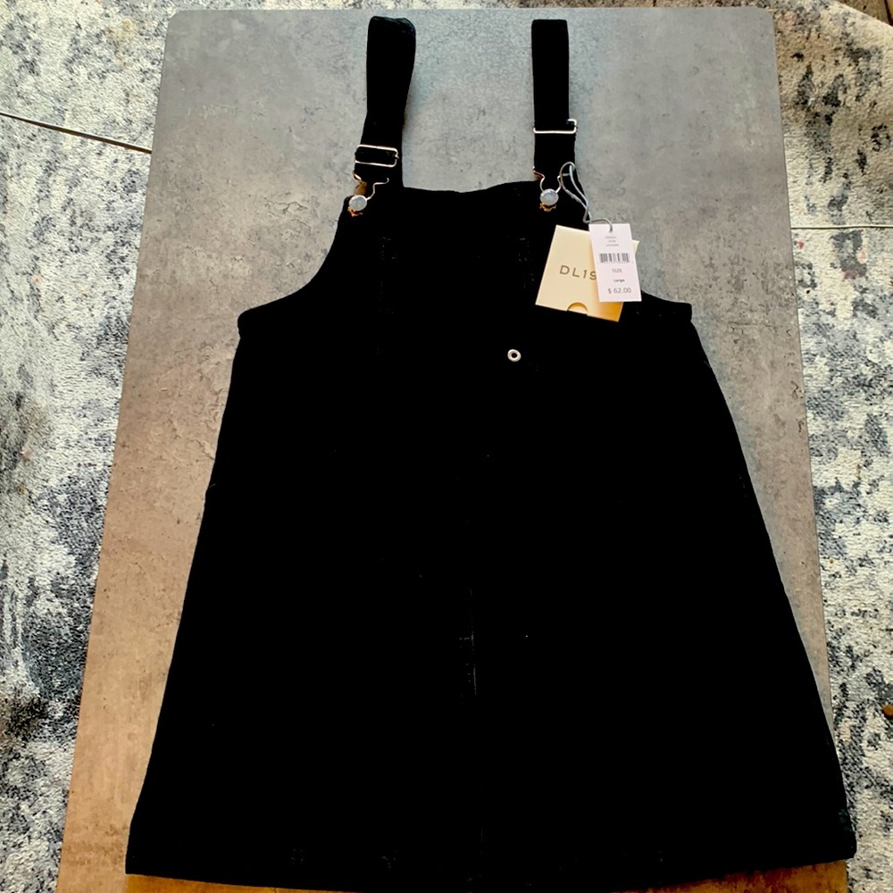 Girls DL1961 jeans black velvet skirt overalls size L NWT